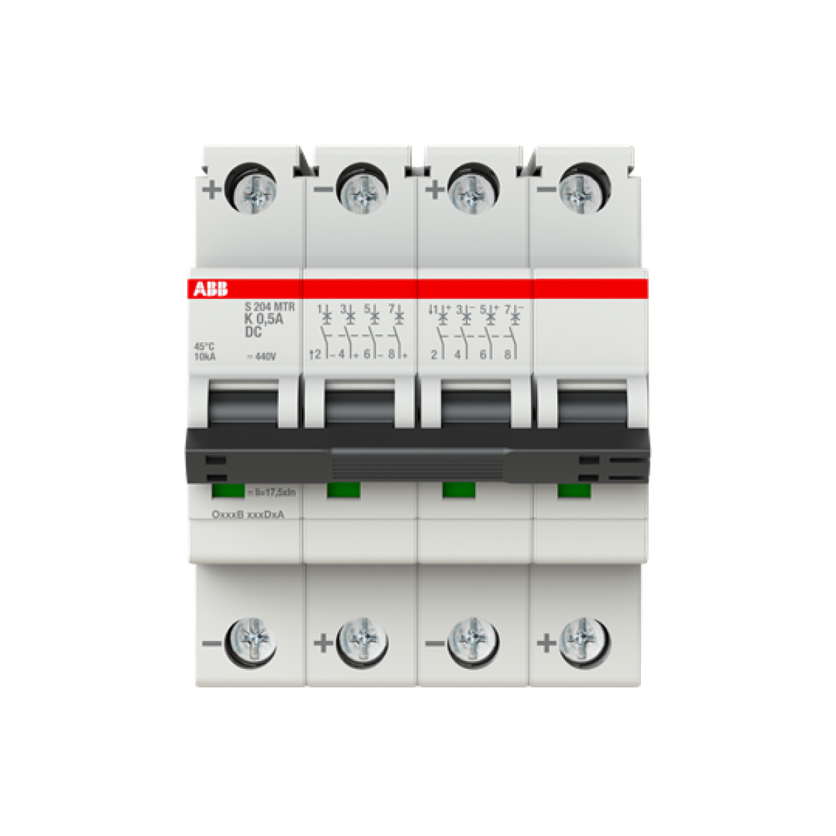 Miniature Circuit Breaker - S200MTR - 4P - 0.5 A - K - 10 kA