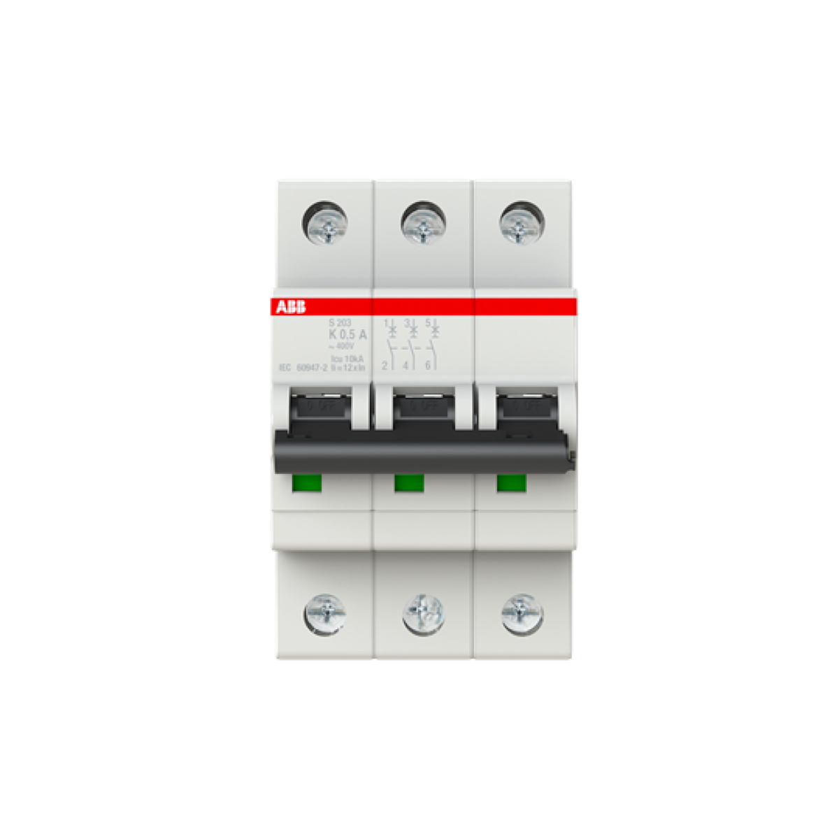 Miniature Circuit Breaker - S200 - 3P - 0.5 A - K - AC 6 kA