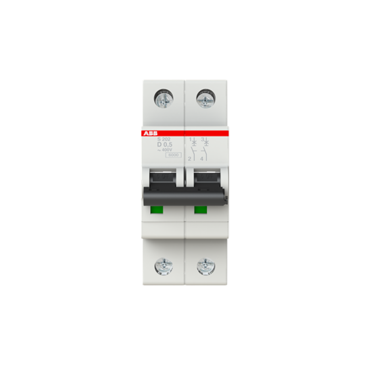 Miniature Circuit Breaker - S200 - 2P - 0.5 A - D - AC 6 kA