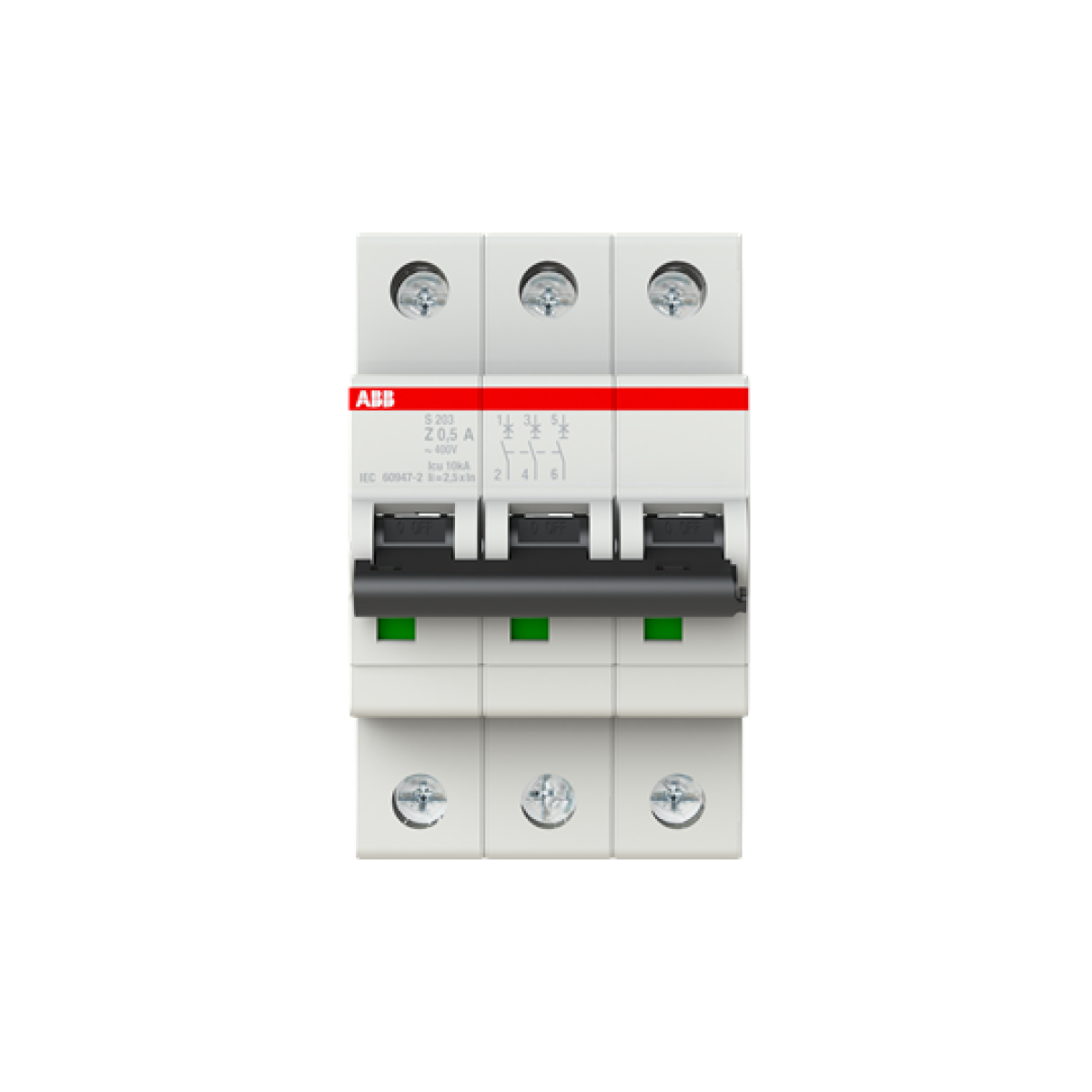 Miniature Circuit Breaker - S200 - 3P - 0.5 A - Z - AC 6 kA
