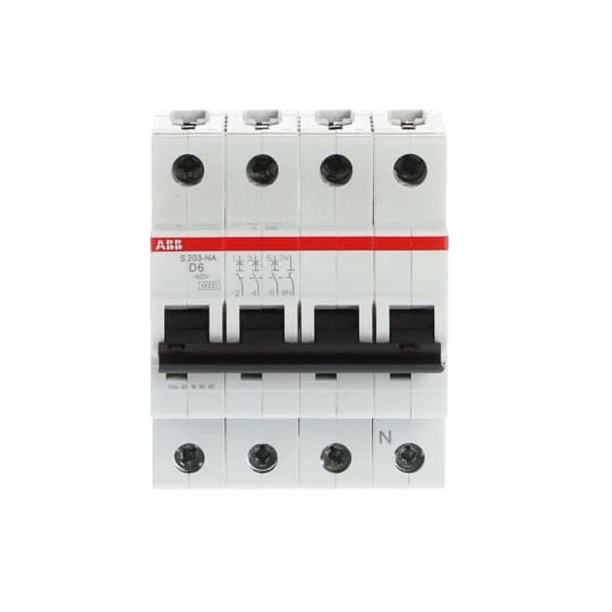 Miniature Circuit Breaker - S200 - 3PN - 6 A - D - AC 6 kA