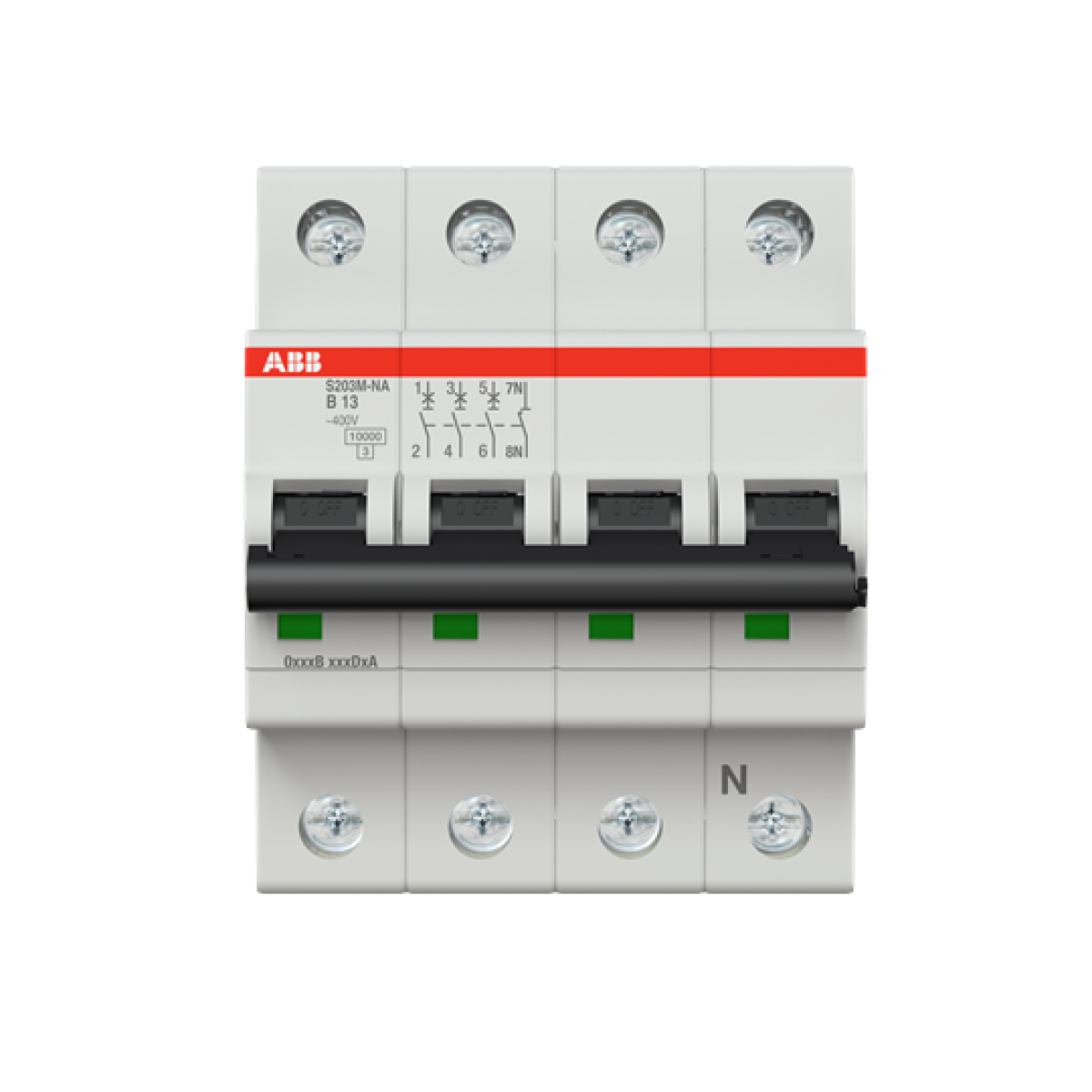 Miniature Circuit Breaker - S200M - 3PN - 13 A - B - AC 10 kA