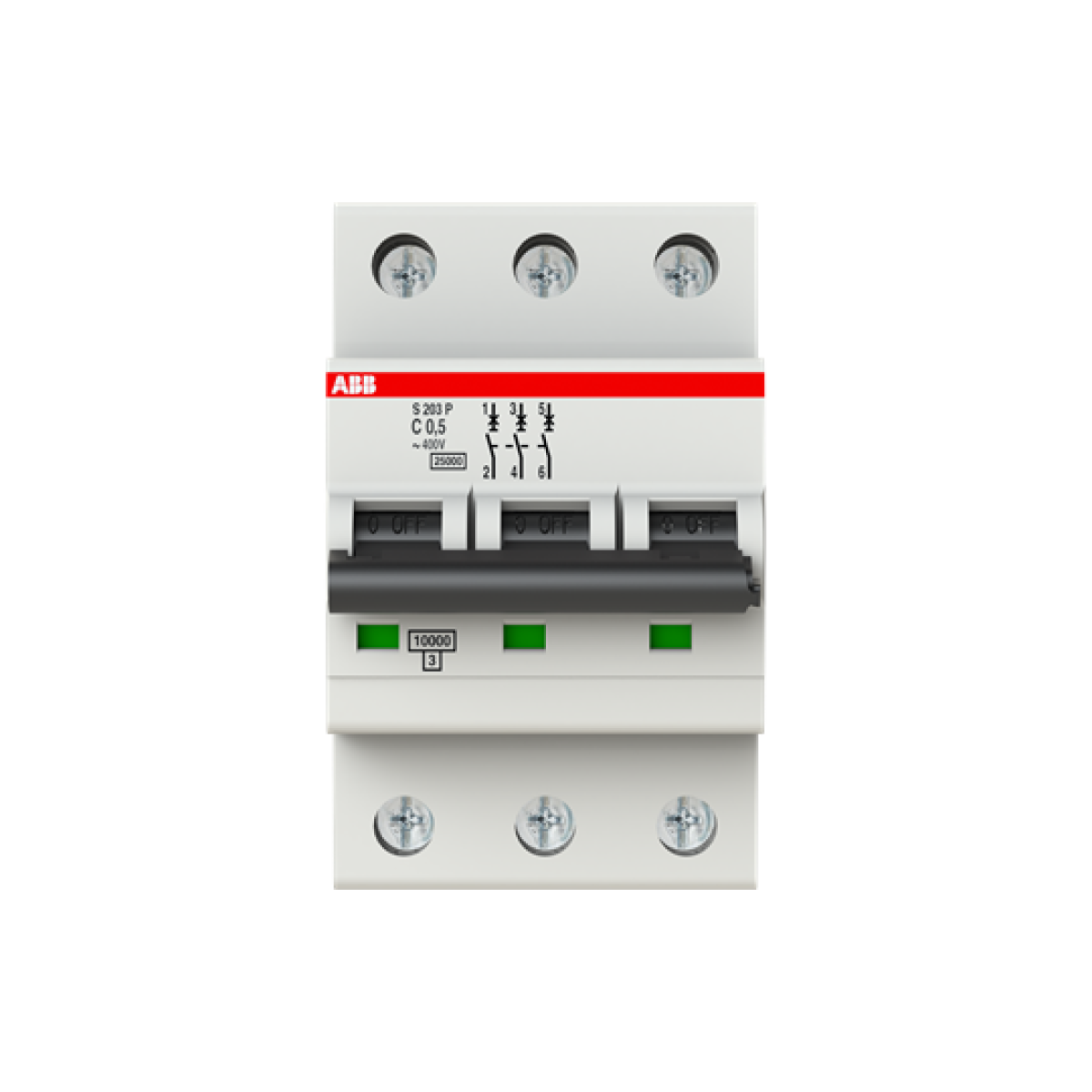 S203P-C0.5 Miniature Circuit Breaker - 3P - C - 0.5 A