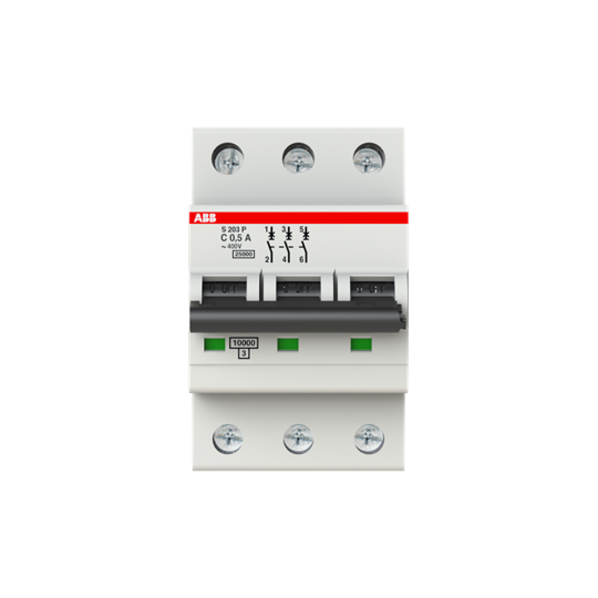Miniature Circuit Breaker - S200P - 3P - 1 A - C - AC 25 kA