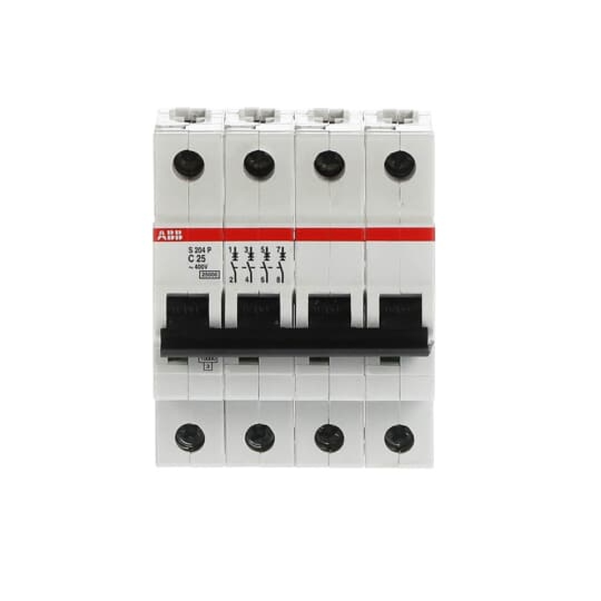 Miniature Circuit Breaker - S200P - 4P - 25 A - C - AC 25 kA