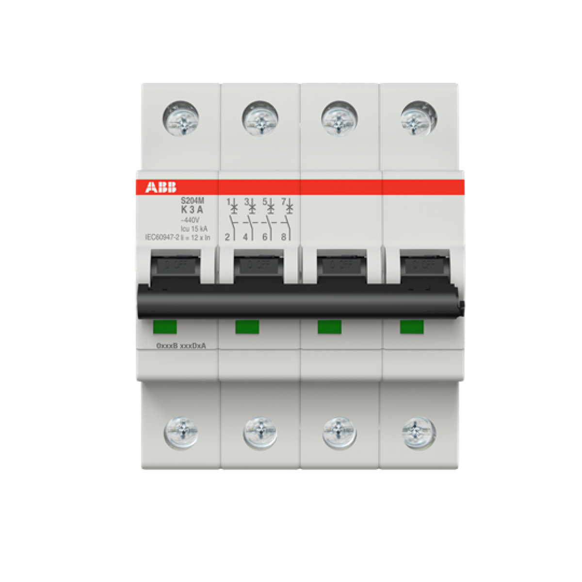 Miniature Circuit Breaker - S200M - 4P - 3 A - K - AC 10 kA