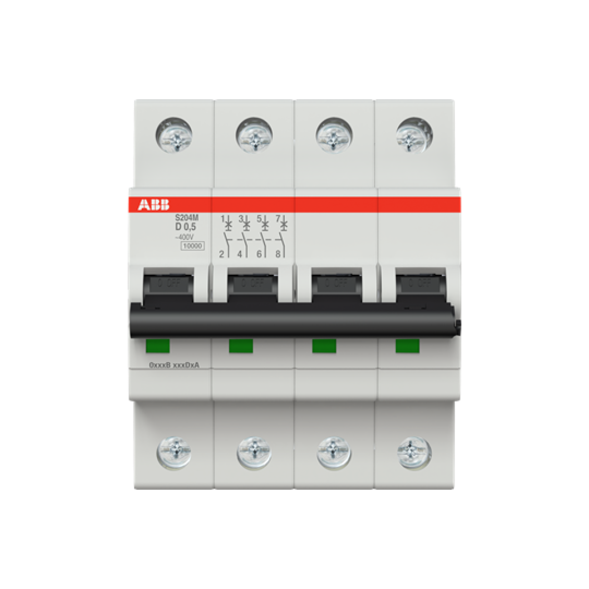 Miniature Circuit Breaker - S200M - 4P - 0.5 A - D - AC 10 kA