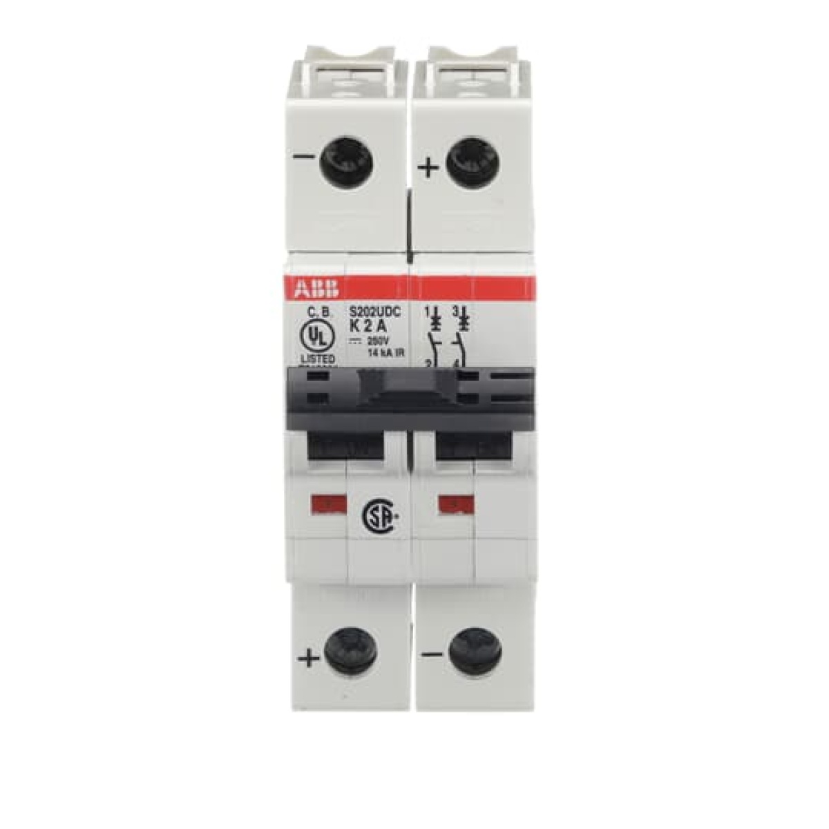 Miniature Circuit Breaker - S200UDC - 2P - 2 A - K - 230 V AC 14 kA
