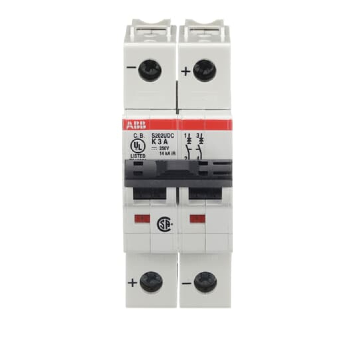 Miniature Circuit Breaker - S200UDC - 2P - 3 A - K - 230 V AC 14 kA