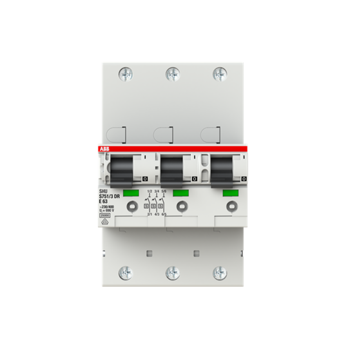 S7513DR-E63 sel. main CB E-Char.,25kA,63A,3x1P
