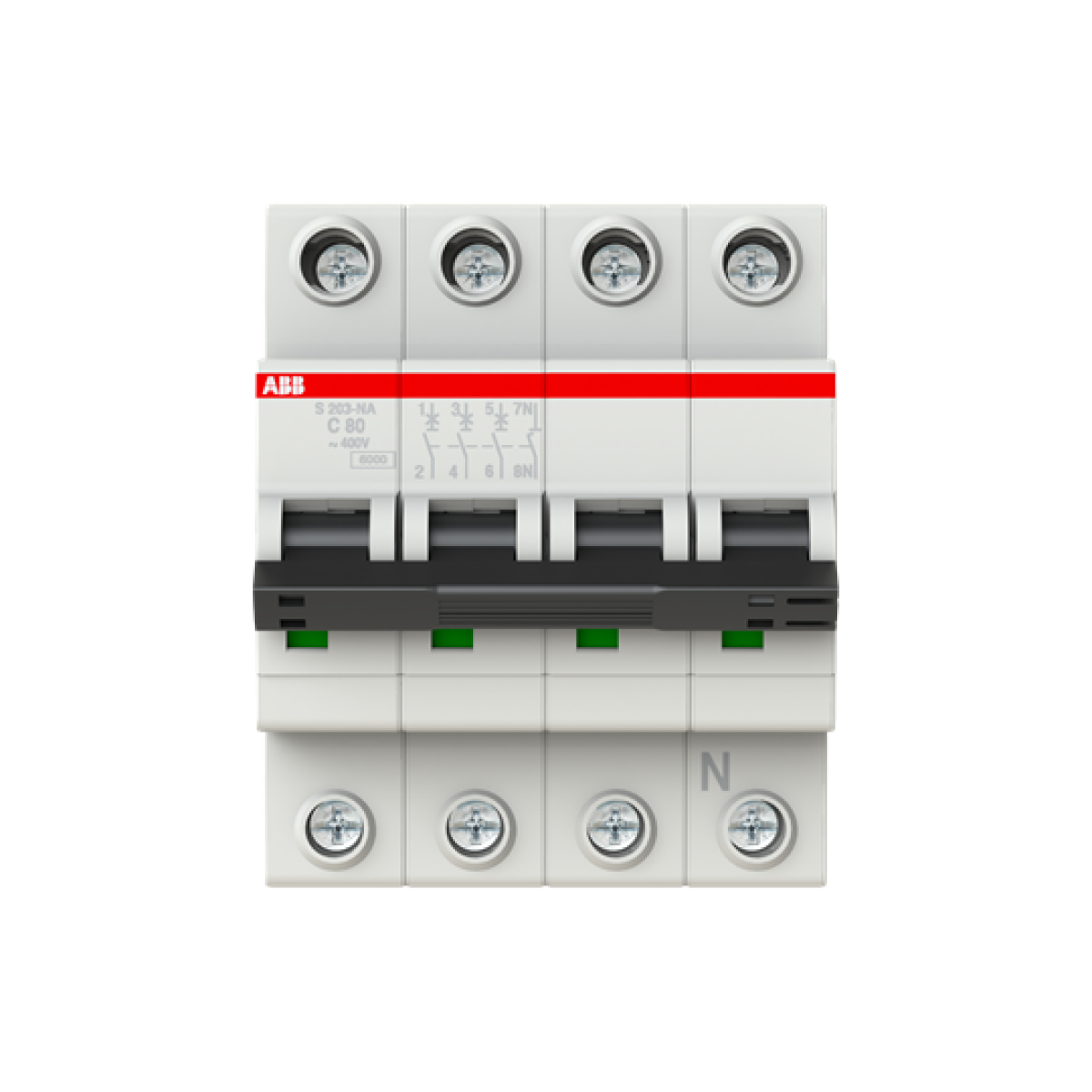 Miniature Circuit Breaker - S200 80-100A - 3PN - 80 A - C - AC 6 kA