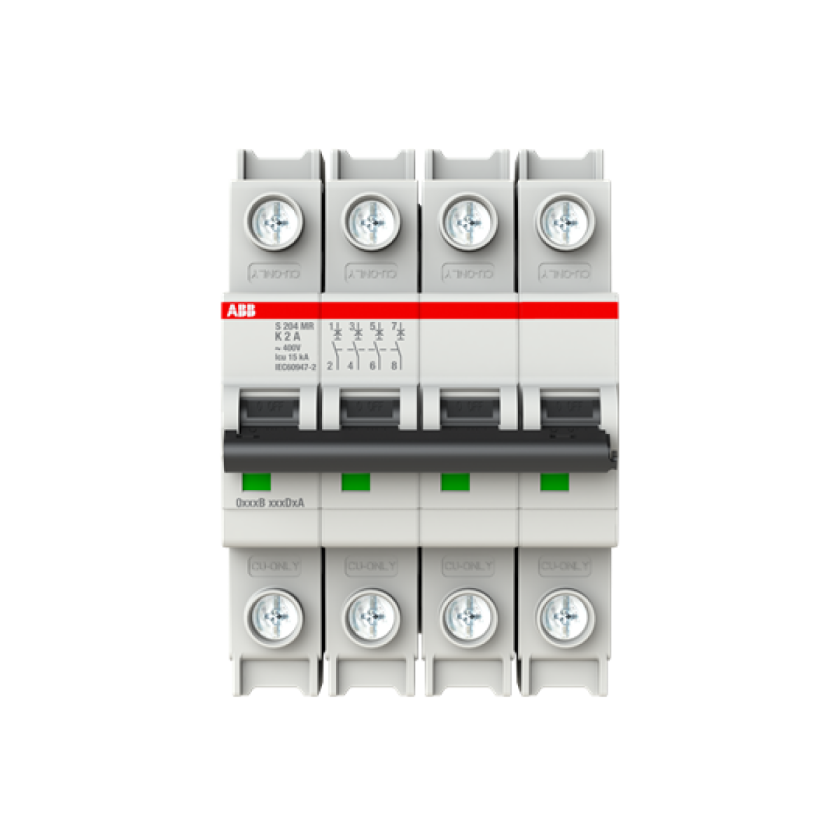 Miniature Circuit Breaker - S200MR - 4P - 2 A - K - 230 V AC 10 kA