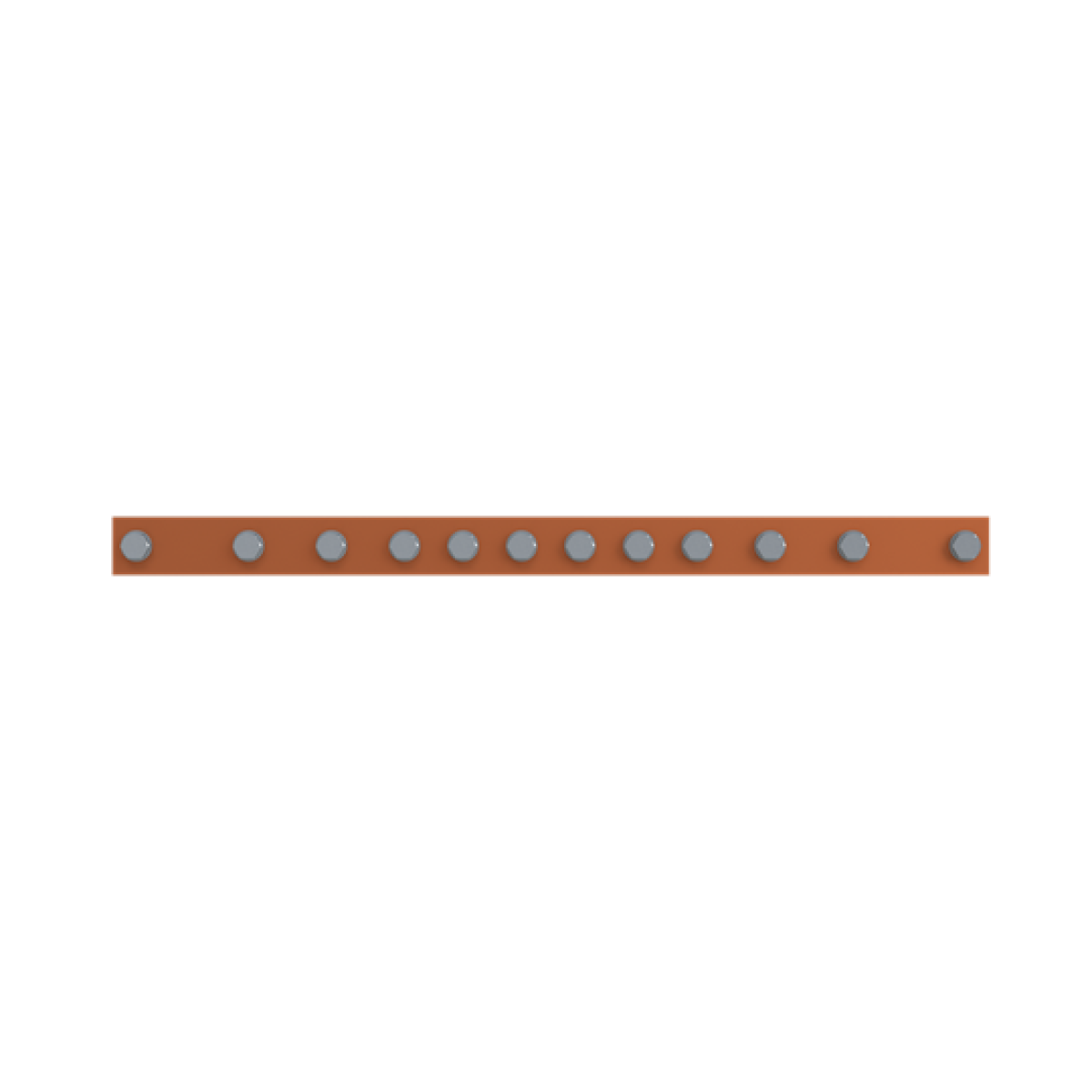 Horizontal PE busbar, 30 mm x 600 mm x 4 mm