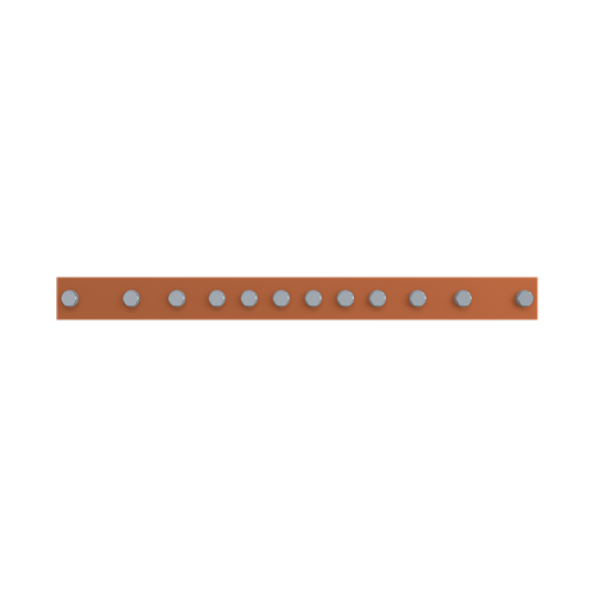 Horizontal PE busbar, 40 mm x 800 mm x 10 mm