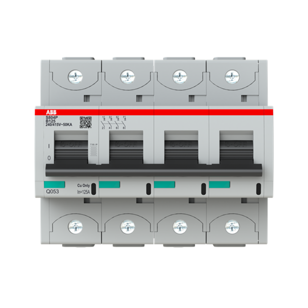 S804P-B125 High Performance Circuit Breaker. B characteristic. 50kA, 125A, 4P