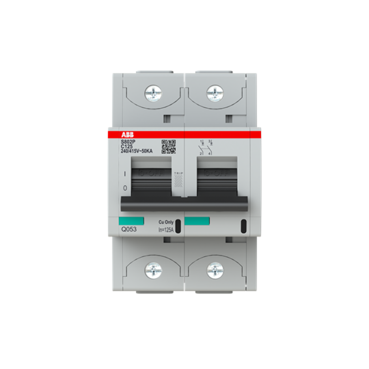 S802P-C125 High Performance Circuit Breaker. C Characteristic. 50kA, 125A, 2P