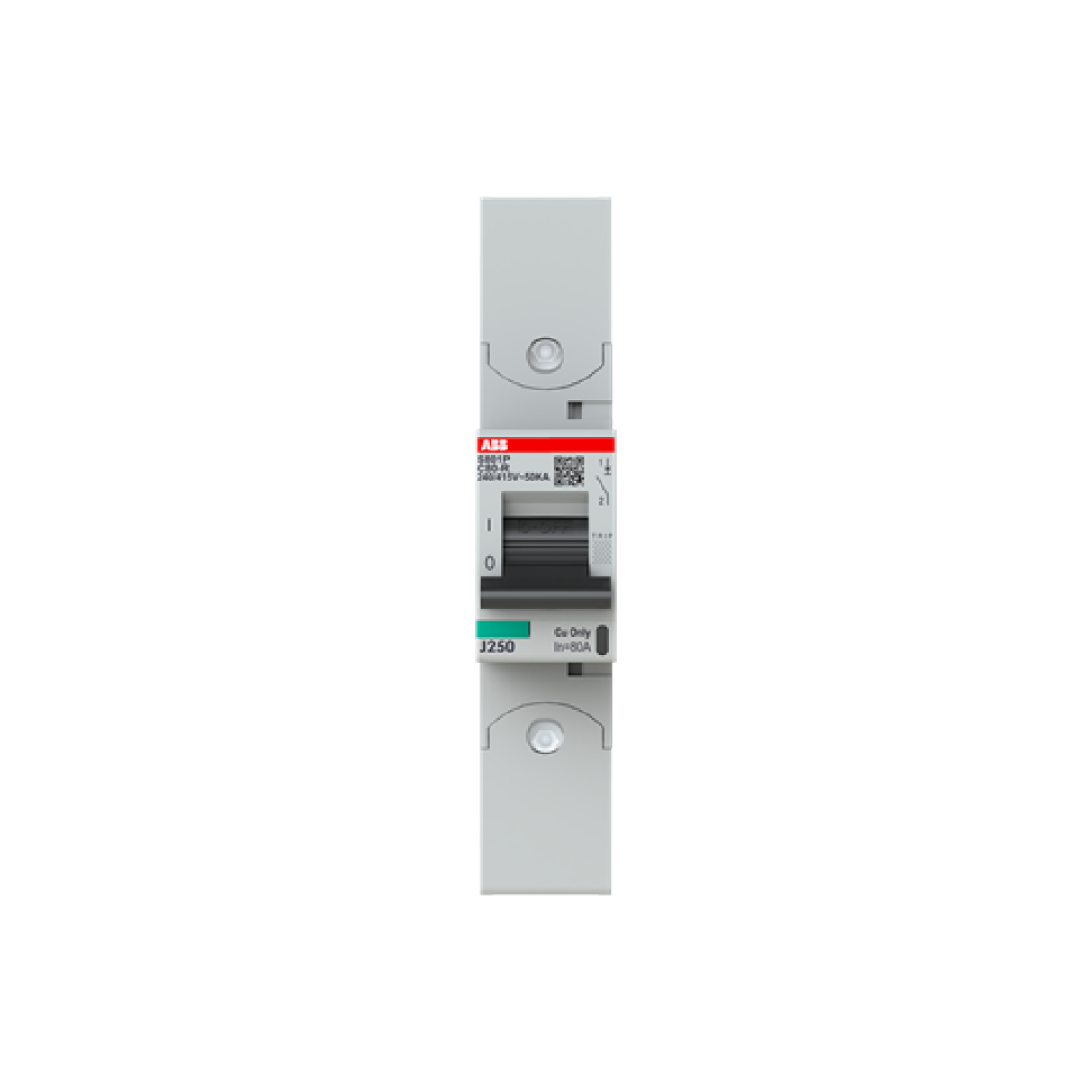 S801P-C80-R High Performance Circuit Breaker with ring tongue terminal. C Characteristic. 50kA, 80A, 1P