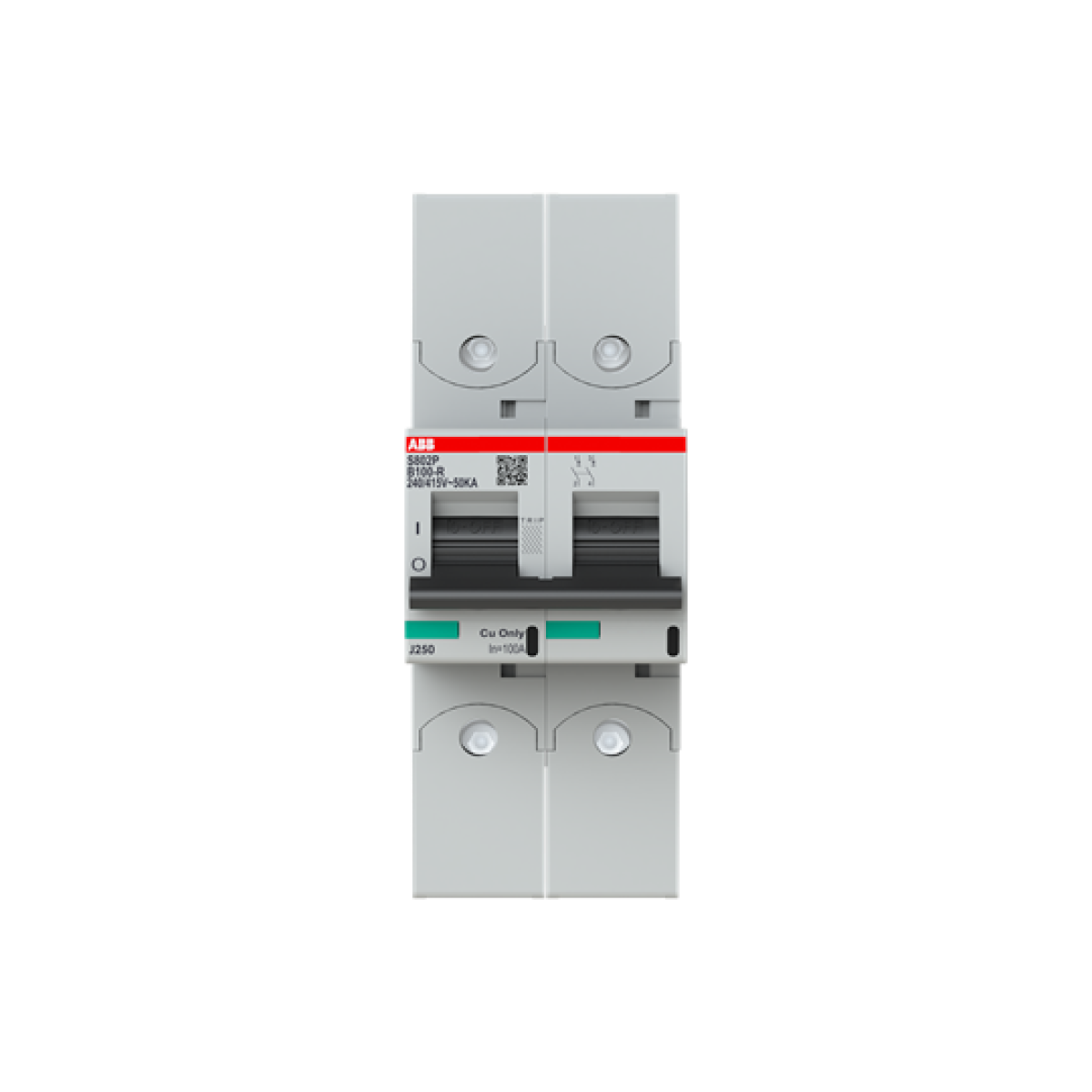 S802P-B100-R High Performance Circuit Breaker with ring tongue terminal. B characteristic. 50kA, 100A, 2P