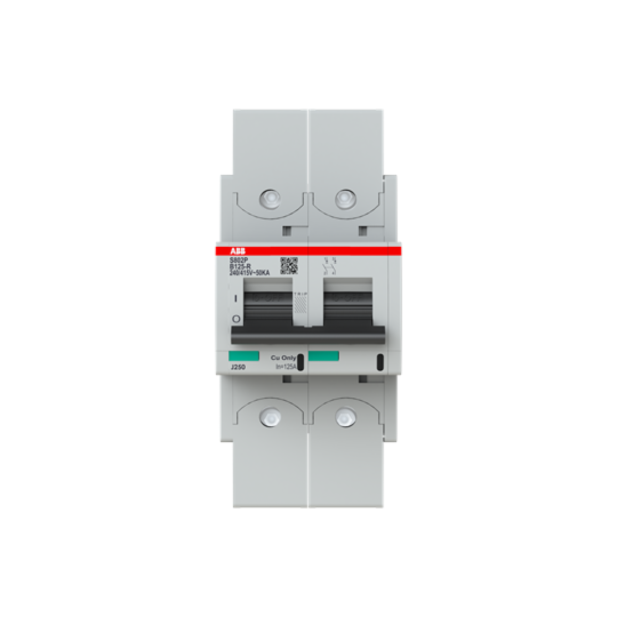 S802P-B125-R High Performance Circuit Breaker with ring tongue terminal. B characteristic. 50kA, 125A, 2P