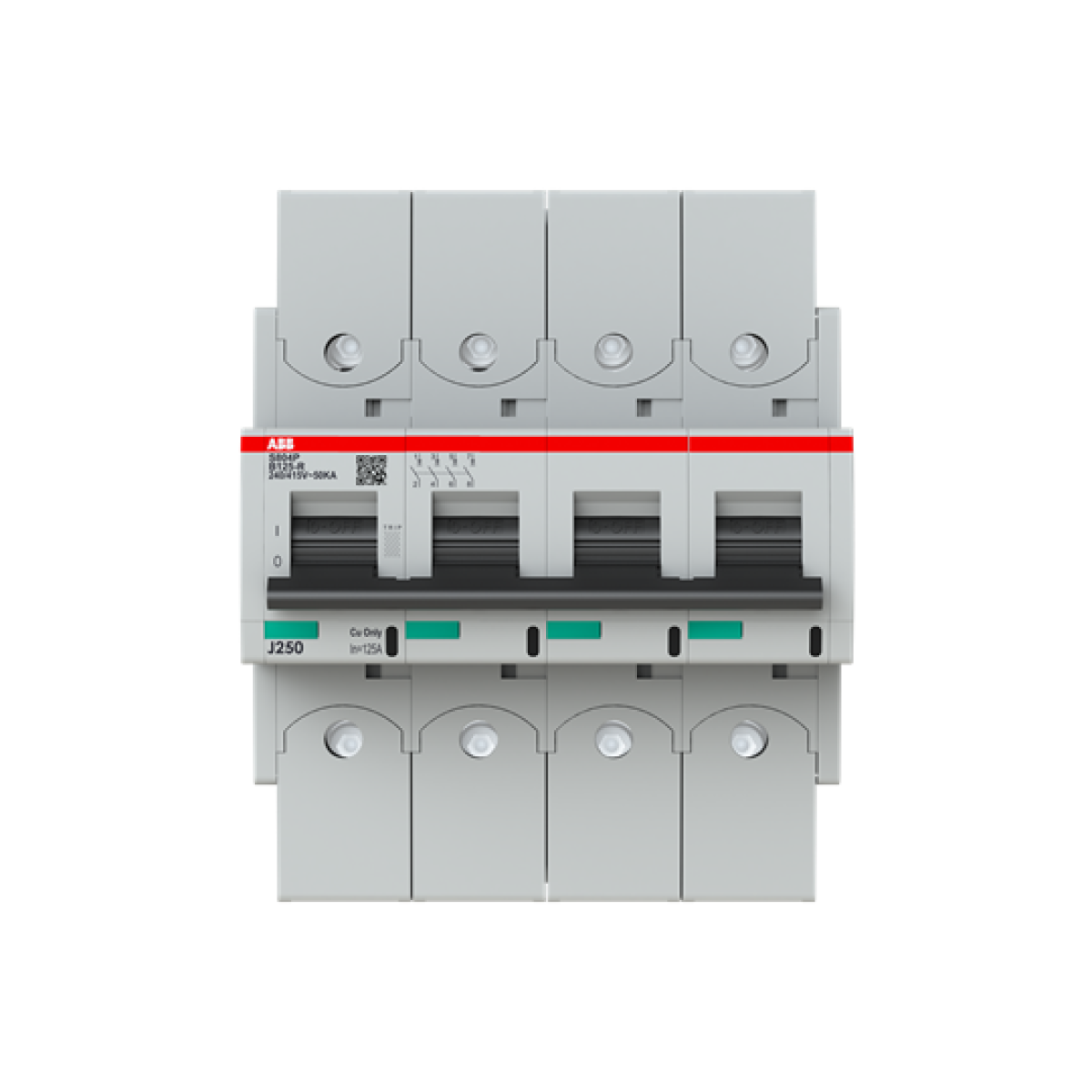 S804P-B125-R High Performance Circuit Breaker with ring tongue terminal. B characteristic. 50kA, 125A, 4P