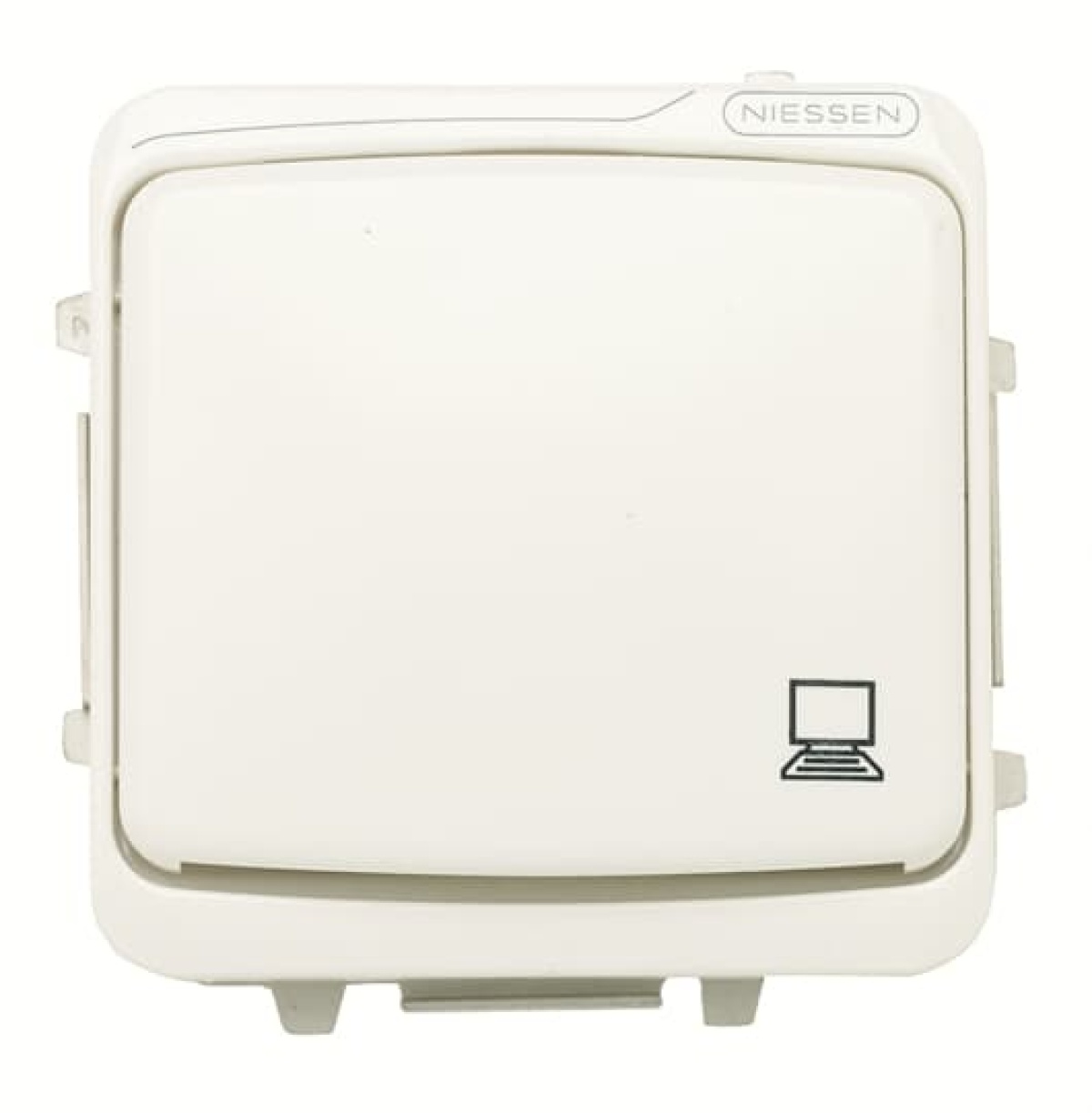 Cover plate with Hinged Lid Telephone 2 gang Alpine white - Arco
