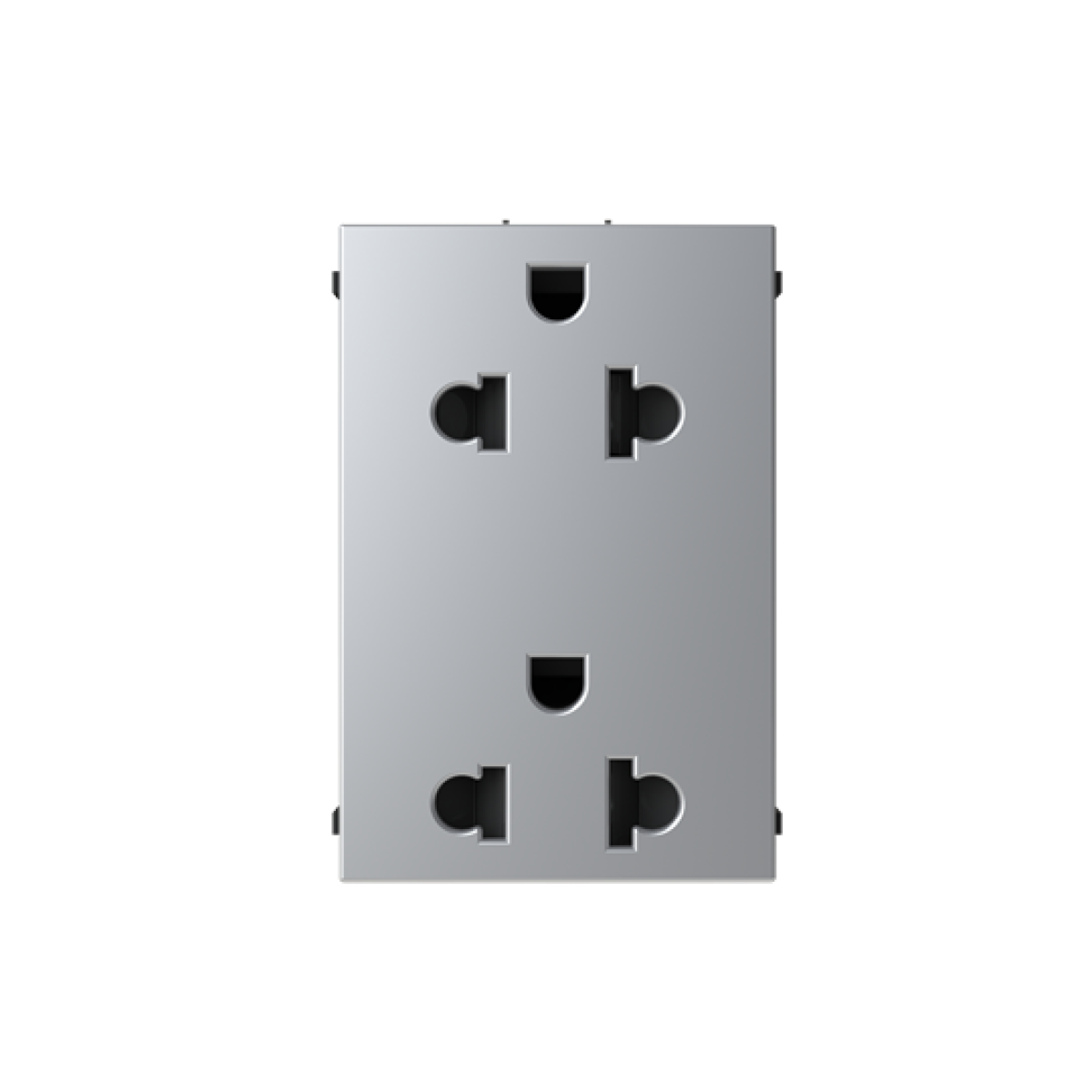 Socket outlet EUUS 2PE Without imprint Silver - Zenit