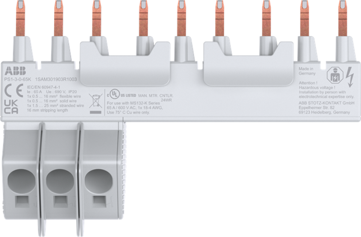 PS1-3-0-65K 3-phase busbar 3x MS132-K, 65A
