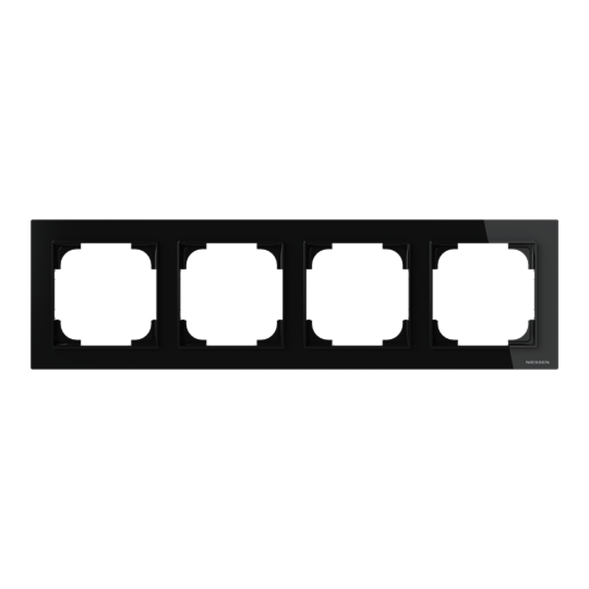 Frame 4-gang Black Glass - Alba