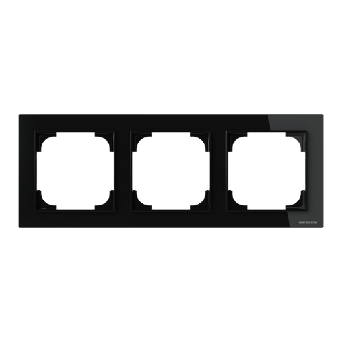 Frame 3-gang Black Glass - Alba