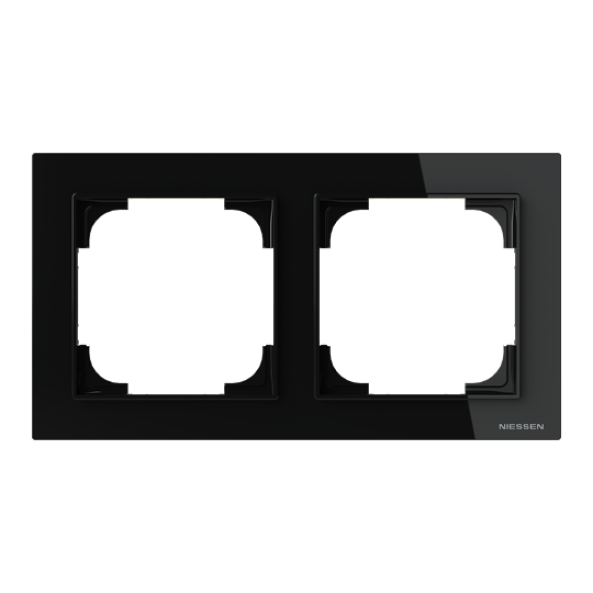 Frame 2-gang Black Glass - Alba