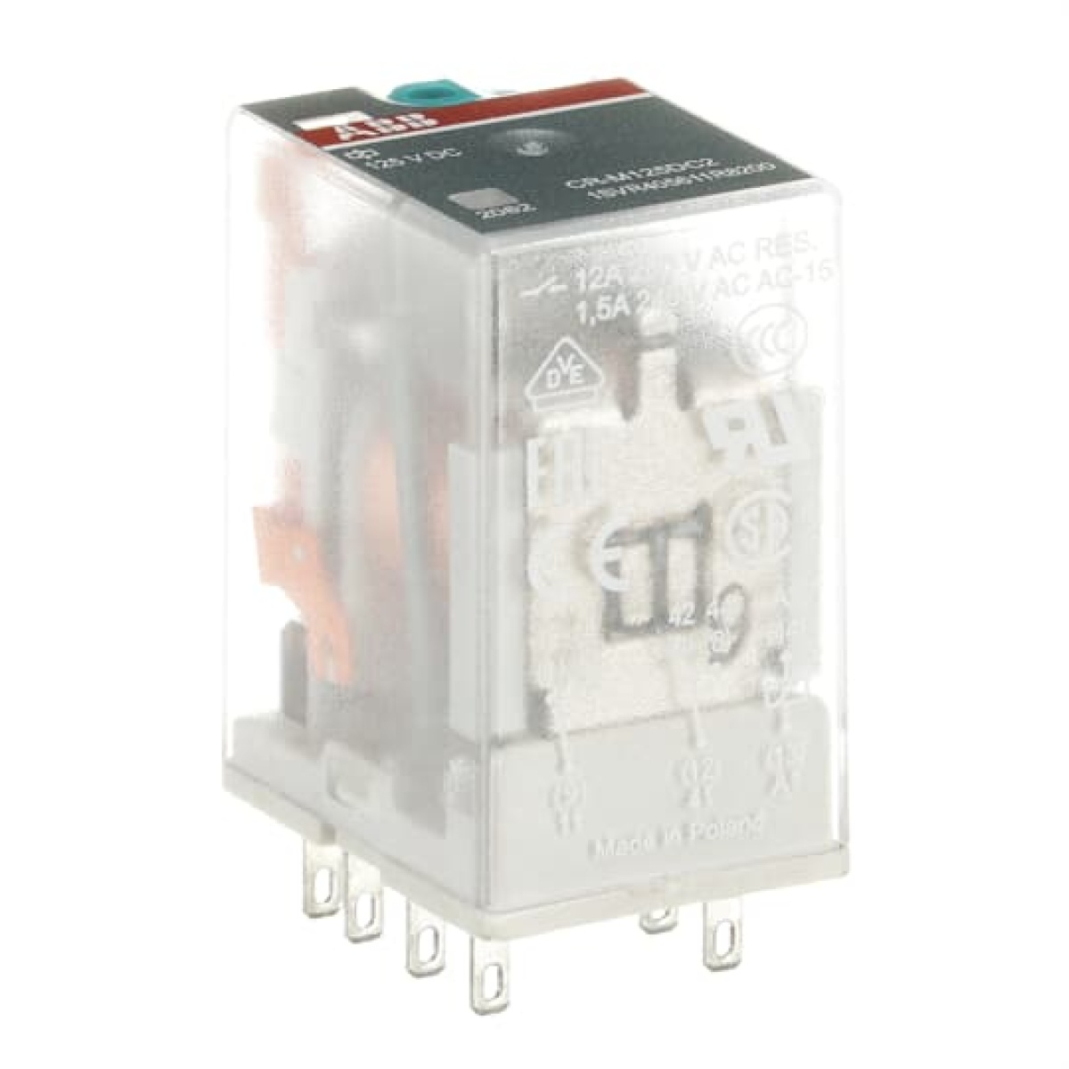 CR-M125DC2 Pluggable interface relay 2co, A1-A2125VDC, 250V12A