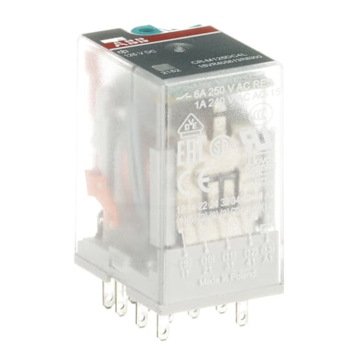 CR-M125DC4L Pluggable interface relay 4co, A1-A2125VDC, 250V6A, LED