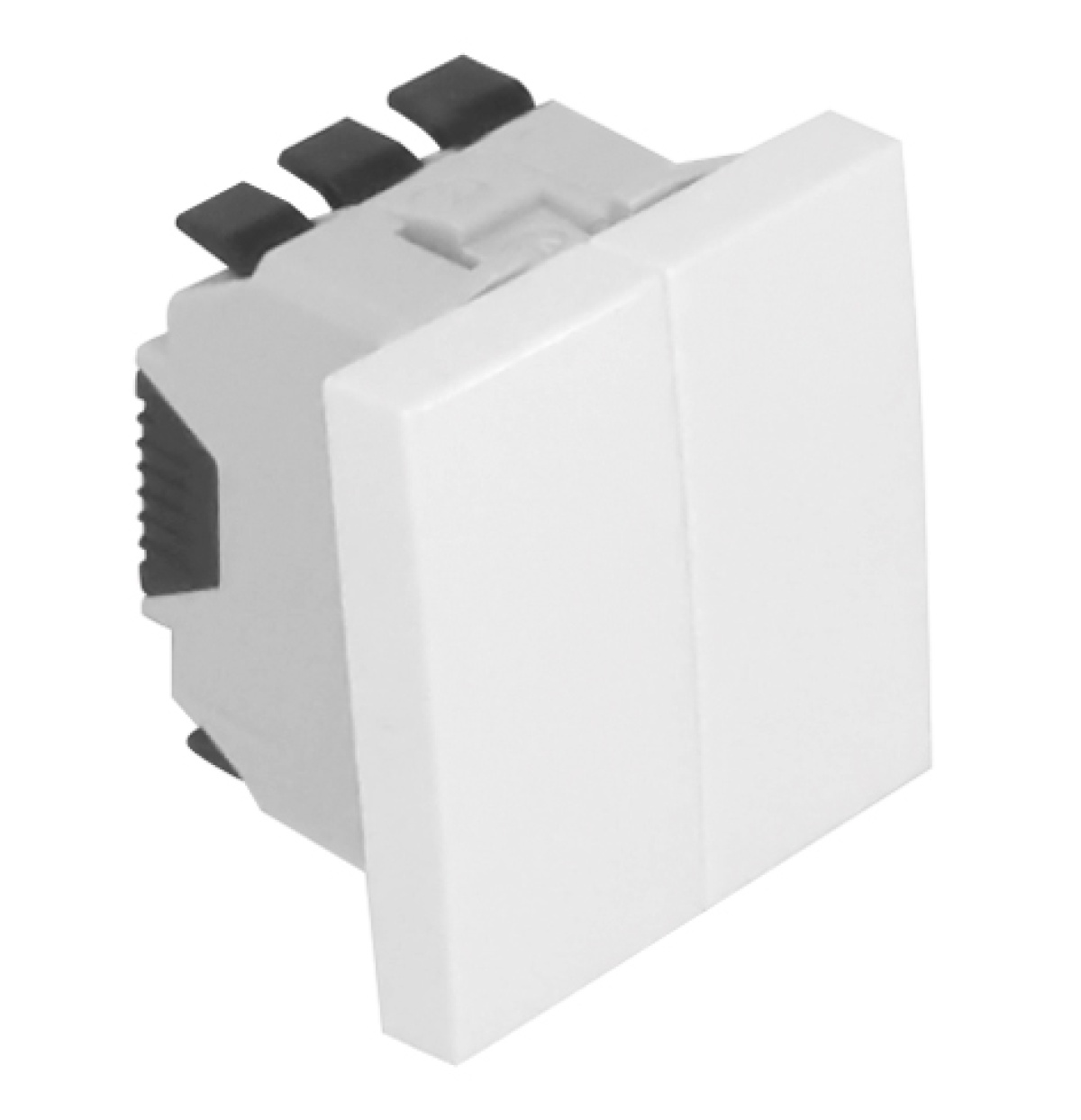 BOTÃO BASCULANTE DUPLO 2 MÓDULOS PRETO MATE