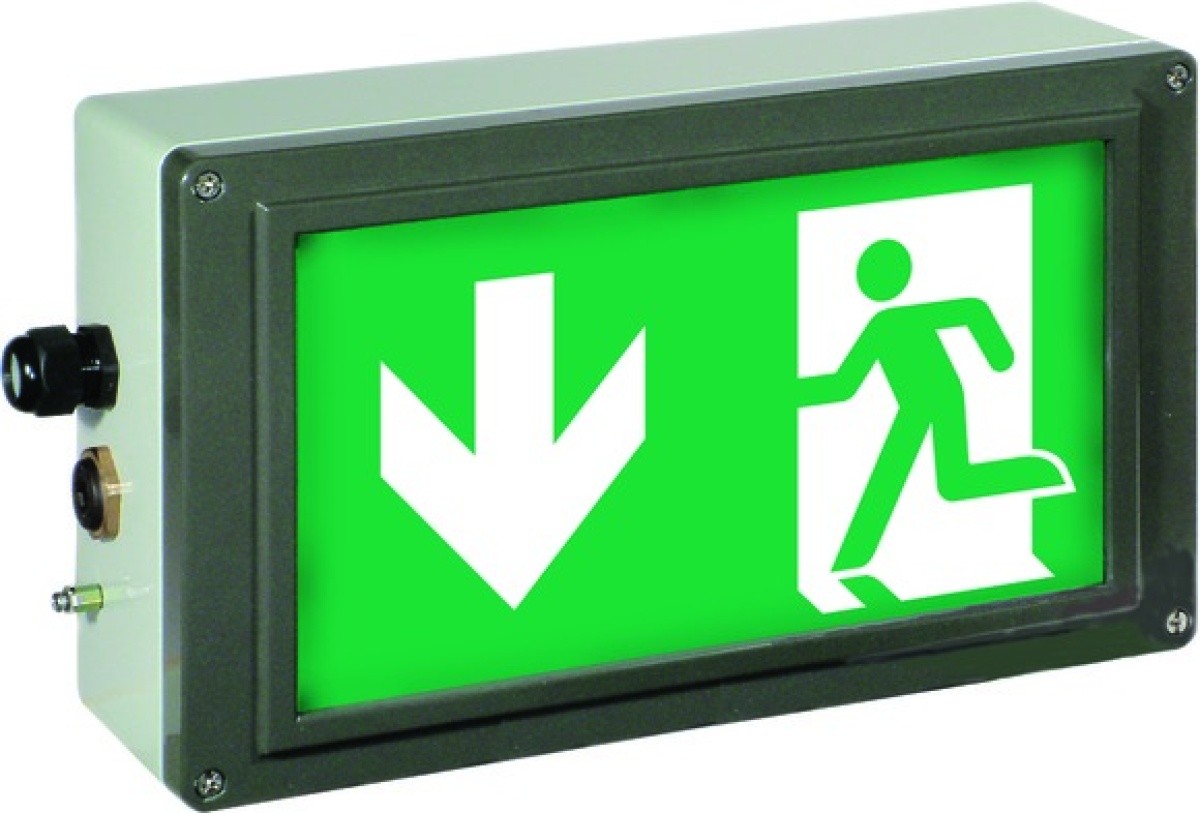 Ex-escape sign luminaires EX-LITE LT for zone 121, Pictogram DIN ISO 7010, Arrow 6 Clock