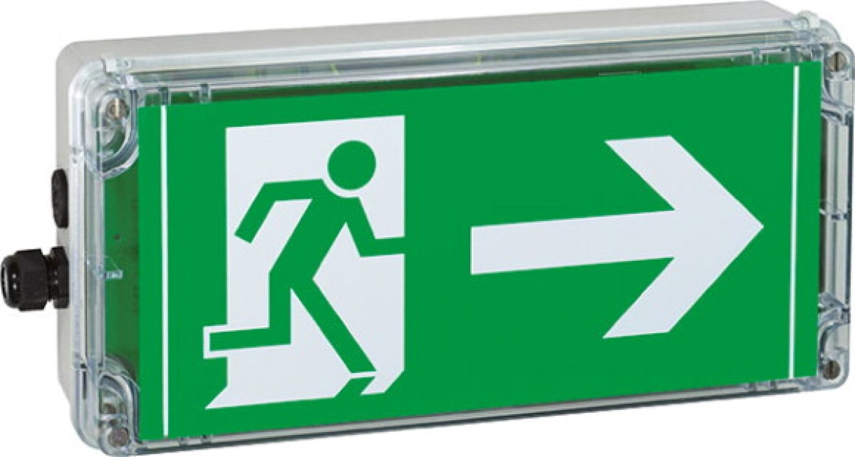 EXIT 12-24V DC ARROW RIGHT FOR M20 METAL