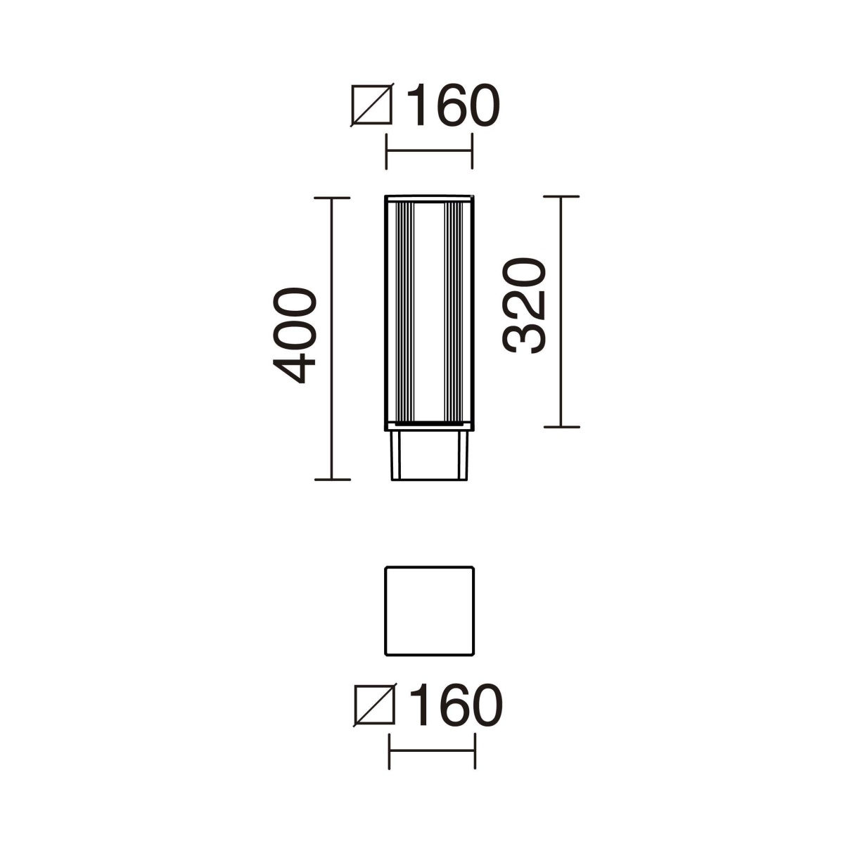 Bornes AURA IP65 Dali LED SMD 23W 3680lm1720lm CRI80 4000K 120º 400mm Preto