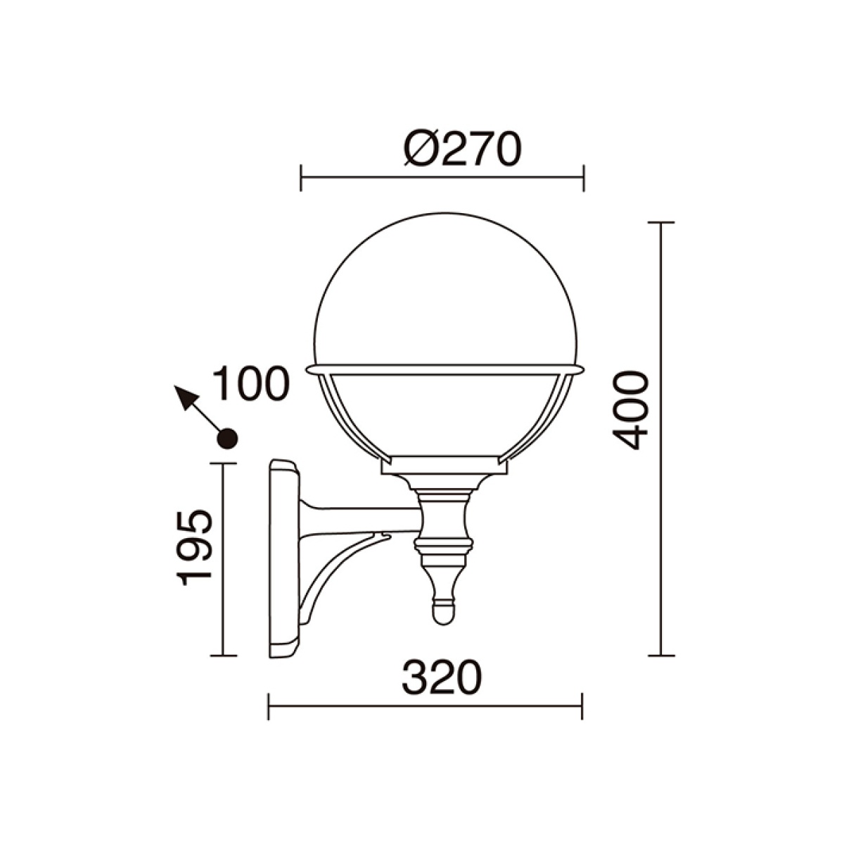 Aplicar clássico CLIC-CLAC GLOBO IP44 E27 42W Branco