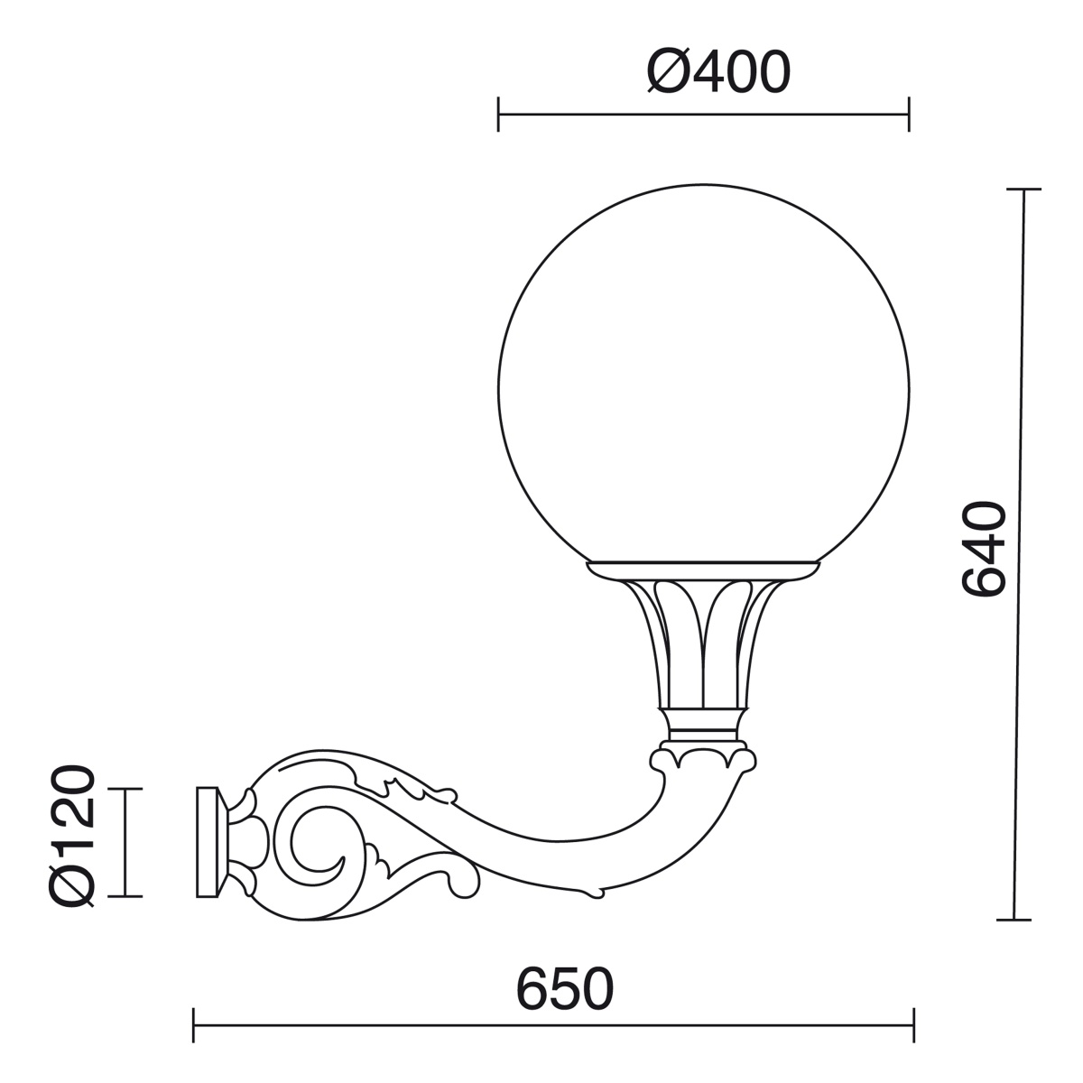 Aplicar clássico INDURA GLOBO IP55 E27 50W Preto