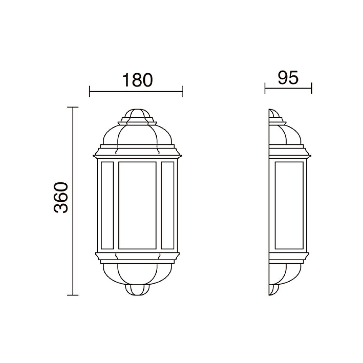 Aplicar clássico MEDI Tinted glass IP44 E27 42W Negro texturado