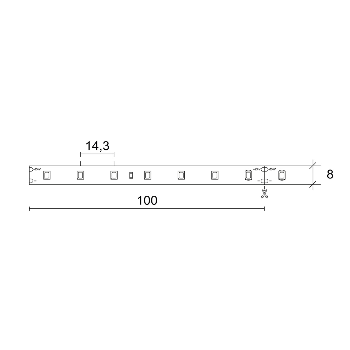 Tira conduzida NILO LED SMD 2835 4.80Wm 530lmm CRI90 3000K 120º
