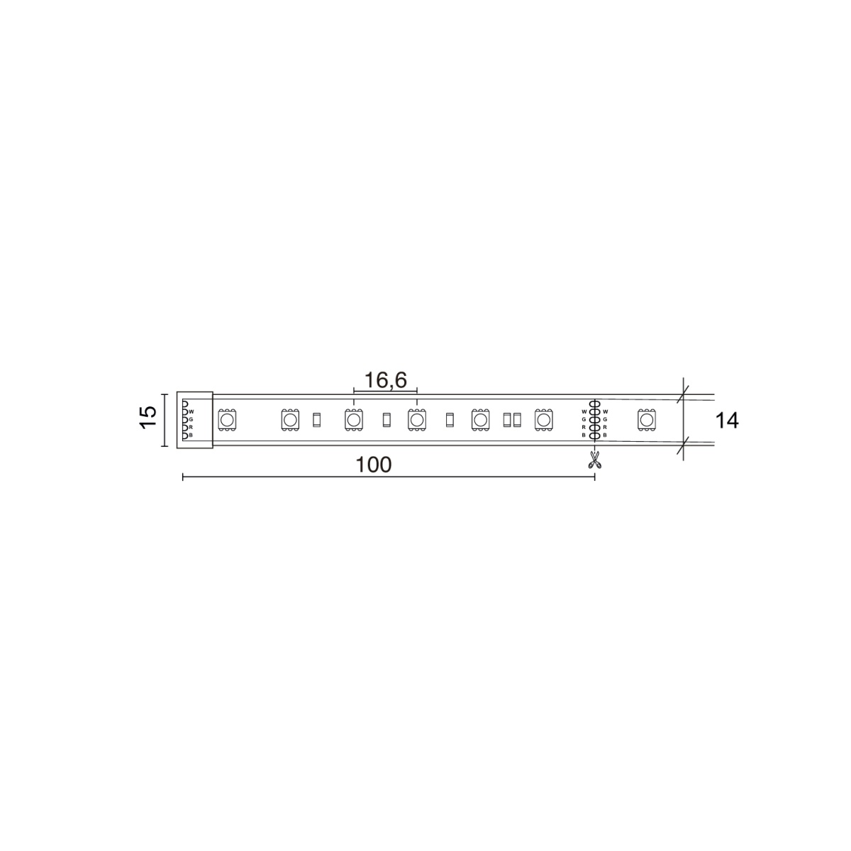 Tira conduzida NILO IP67 LED SMD RGBW 18.20Wm,LED SMD 5.50Wm 410lmm 2700K 120º