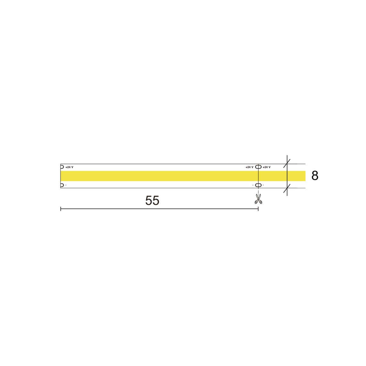 Tira conduzida RINS LED COB 10Wm 950lmm CRI90 3000K 120º