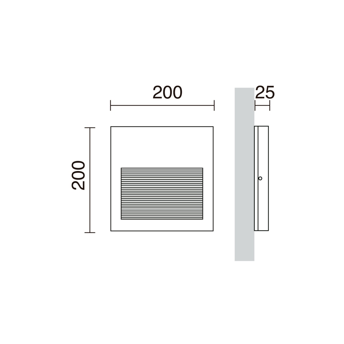 Aplique asimétrico SLIM Square IP65 LED SMD 9W 1100lm293lm CRI90 3000K 38º78º Cinzento