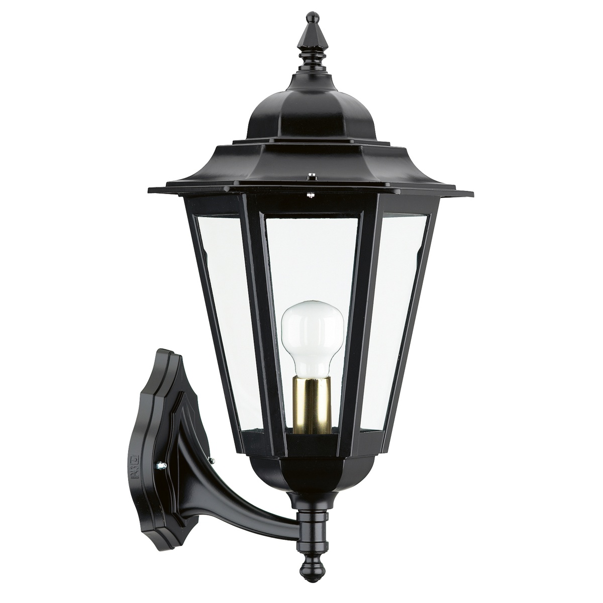Aplicar clássico ELITE 6 Large IP44 E27 42W Vidro fosco Negro texturado