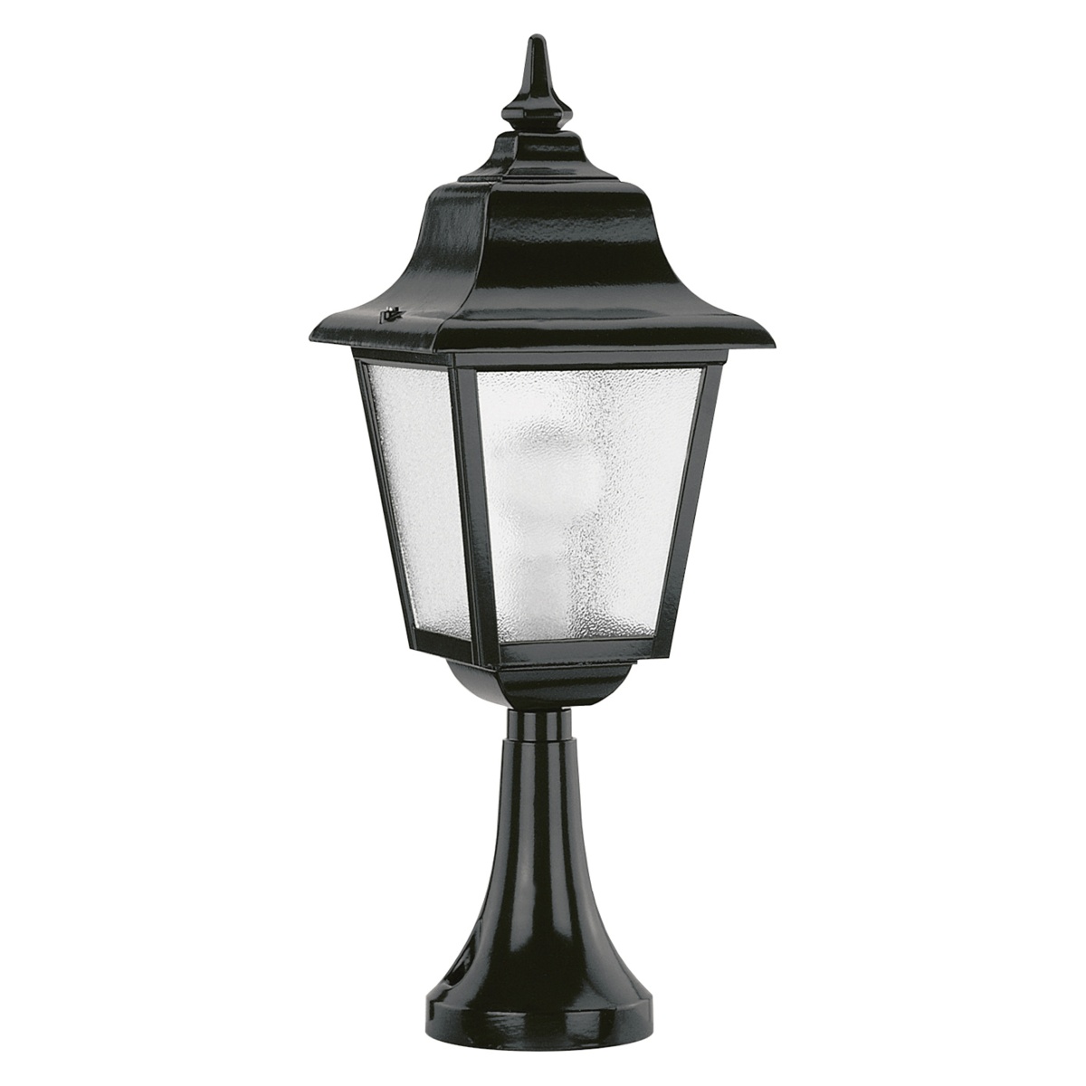 Bollard clássico ROB IP44 E27 42W 540mm Vidro fosco Negro texturado