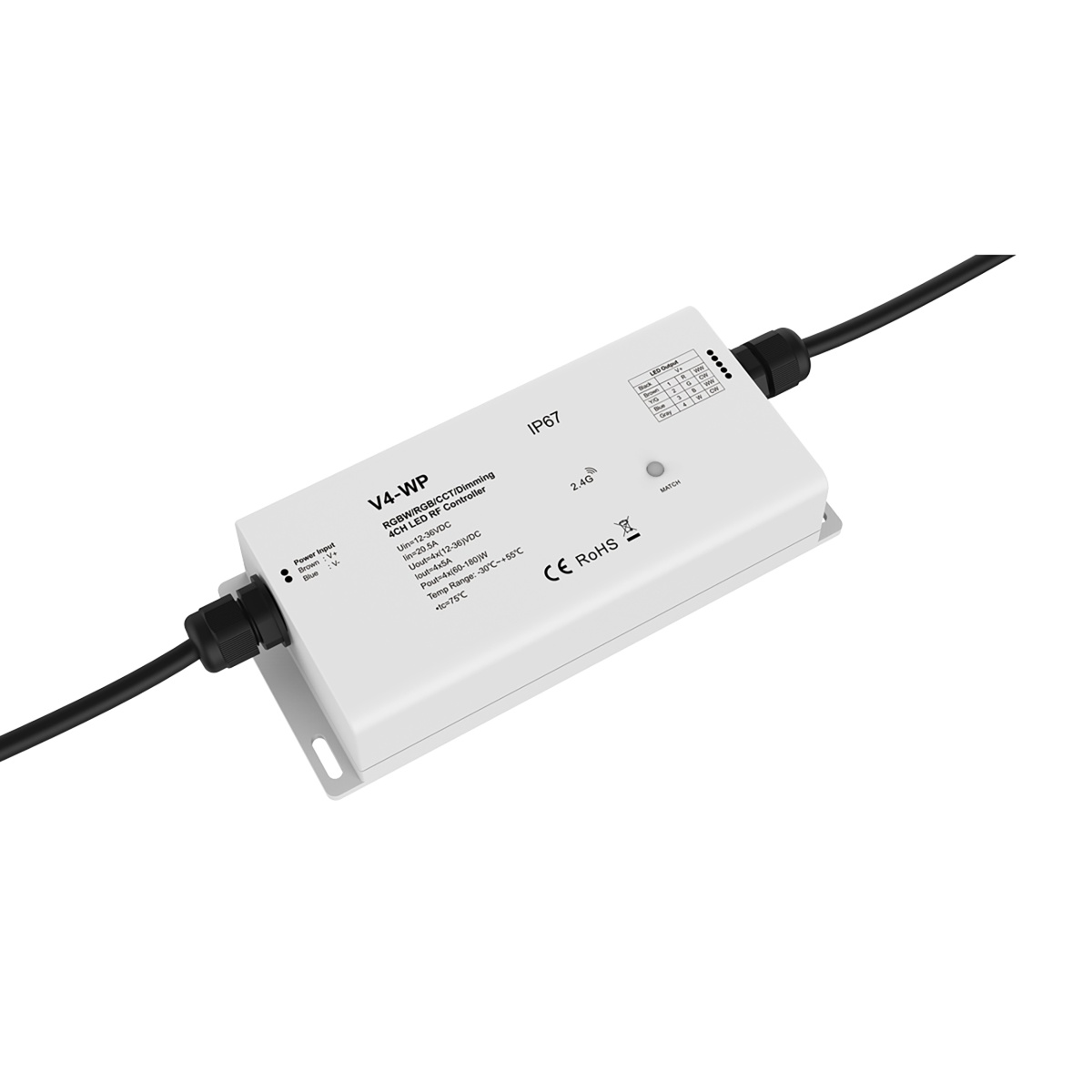 Smart controller SKOLL RGBRGBW IP67 Push,RF 2.4GHz