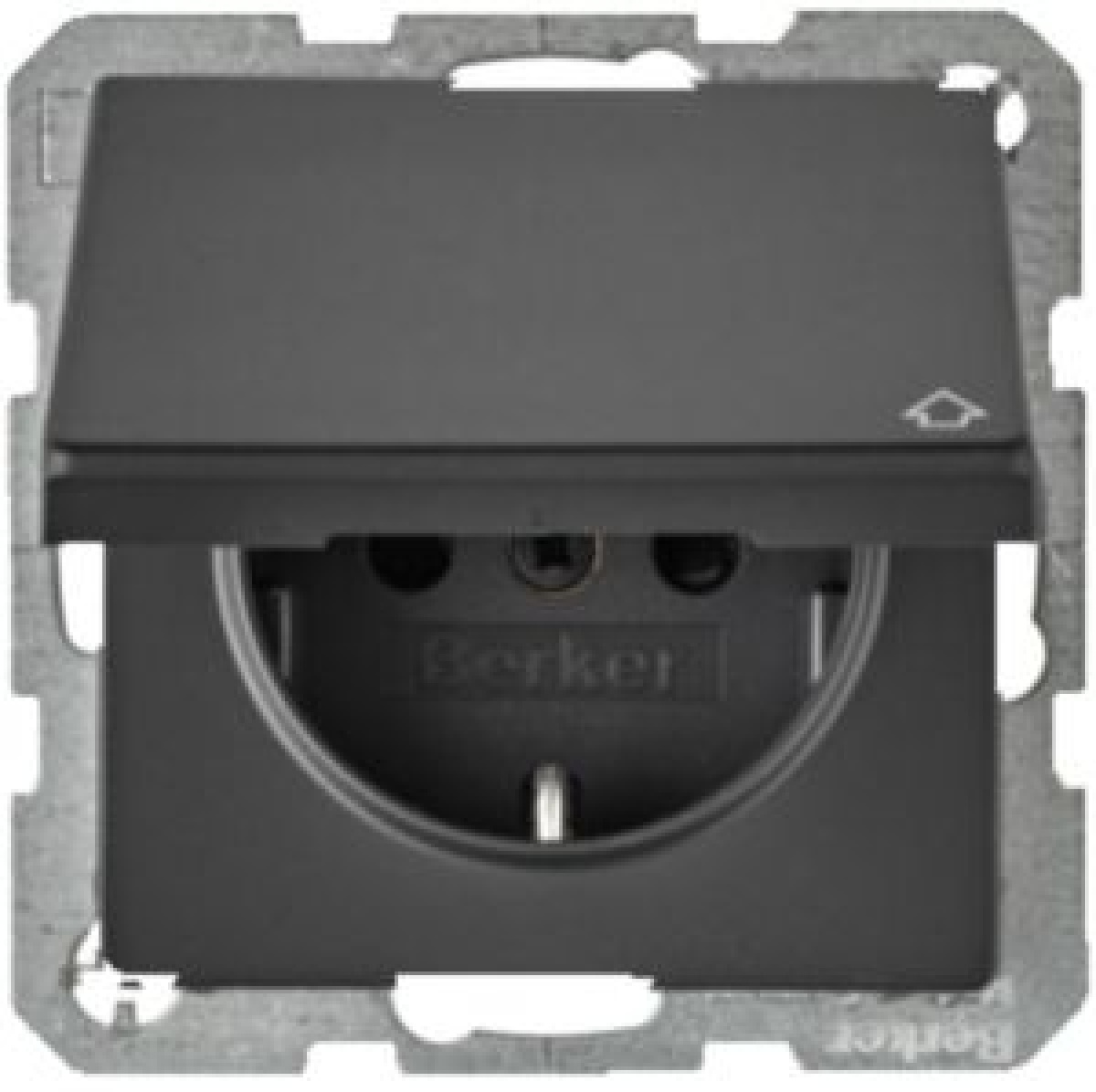 Tomada com tampa basculante e BS Q.x elevado anthracite, aveludado