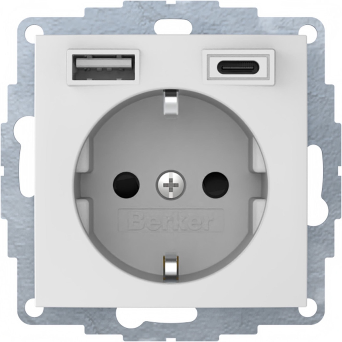 S.1B.x - Schuko c USB AC, branco mate