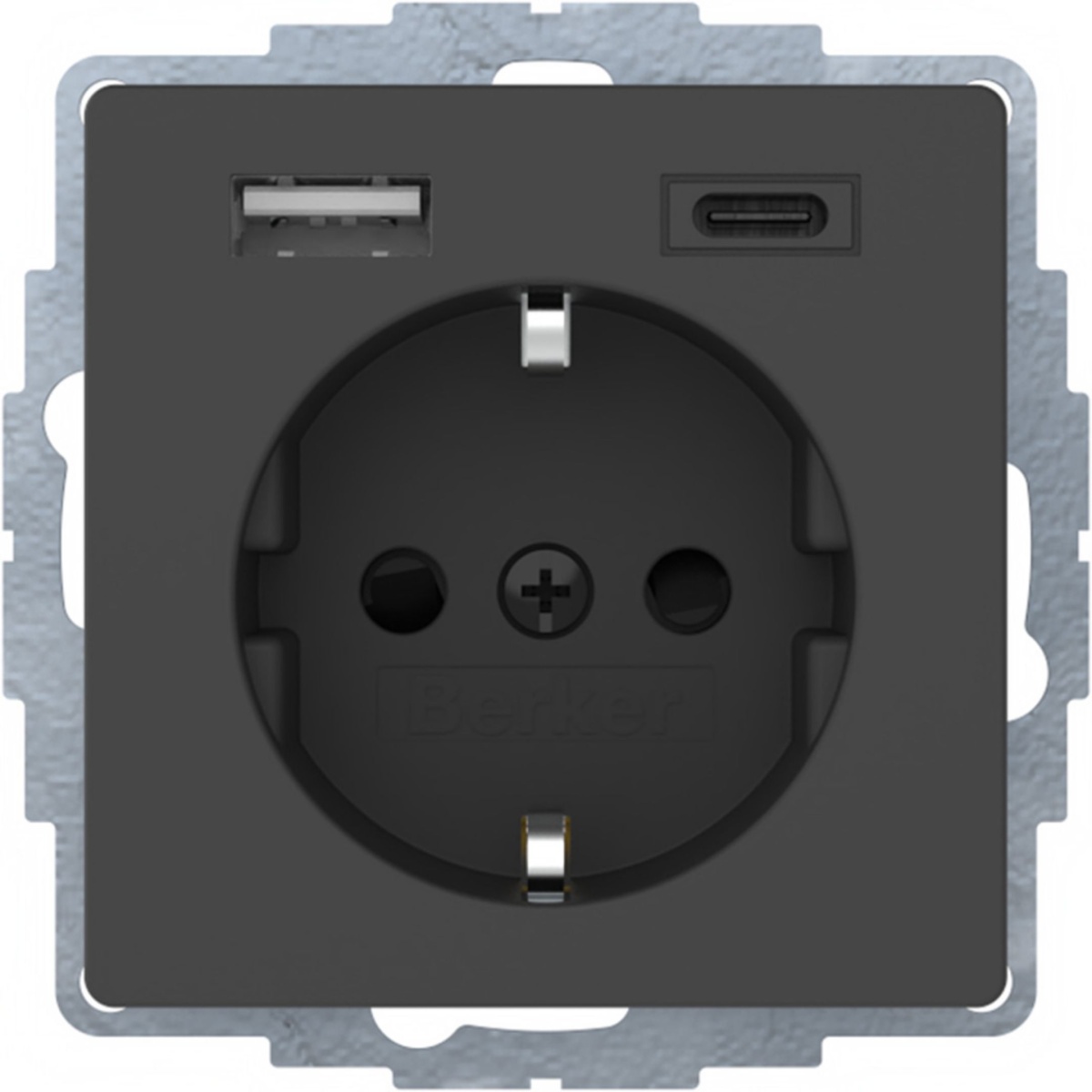 Berker SCHUKO UP tomada com USB A-C Q.x, antracite, lacada