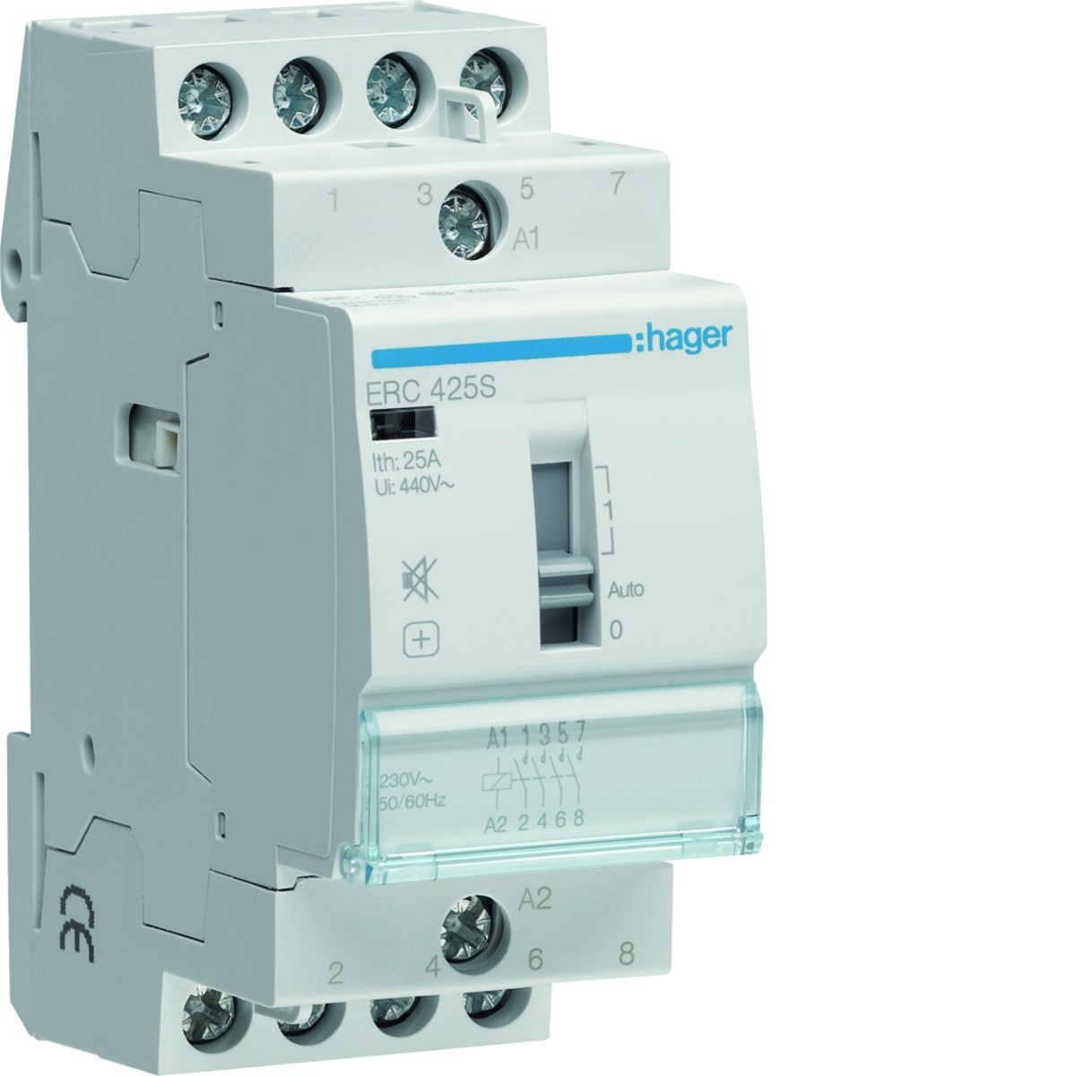 Contactor silencioso manu 25A, 4NA, 230V